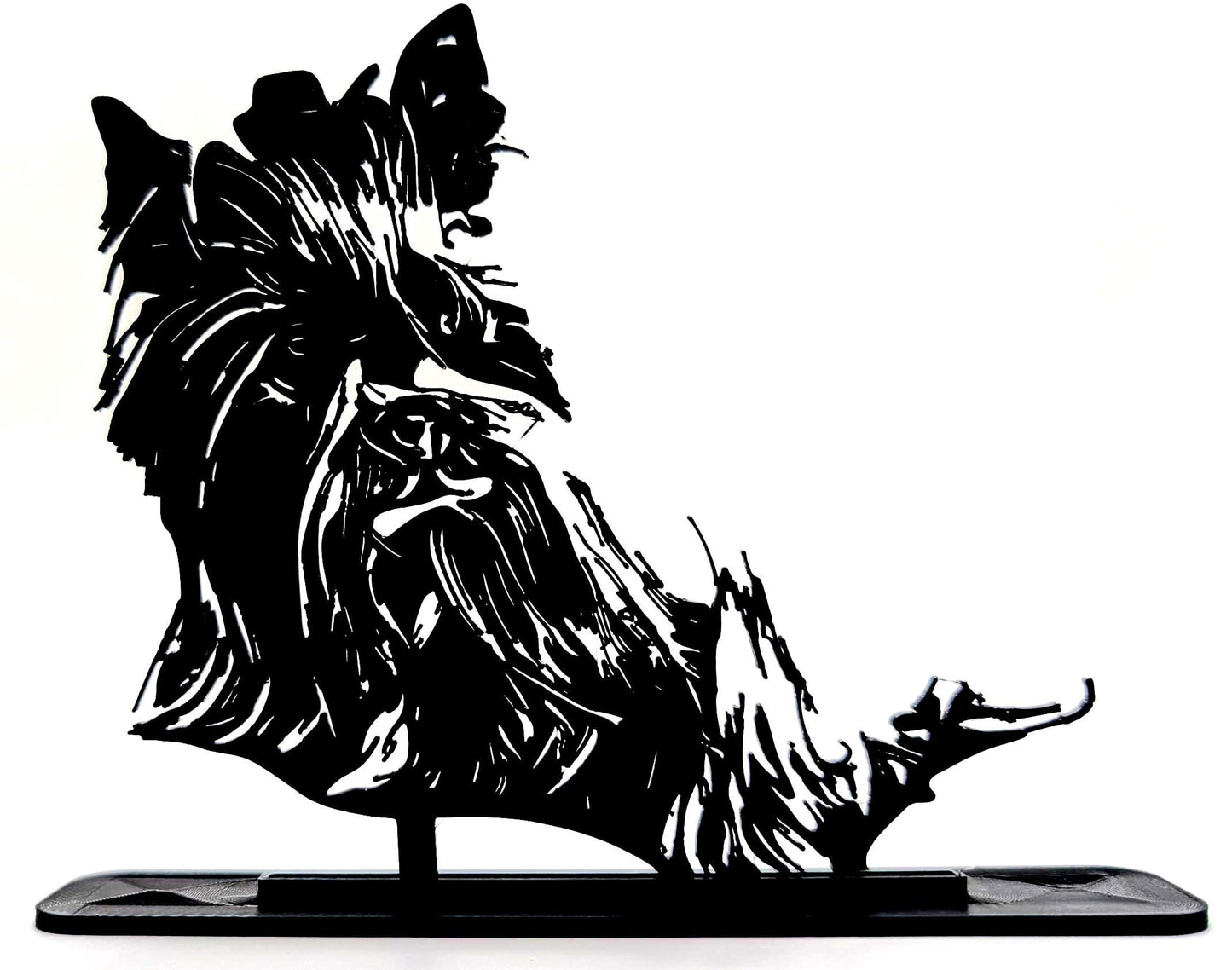Custom 3D Printed Detailed Pet Silhouette of Shih-Tzu pet dog on stand.