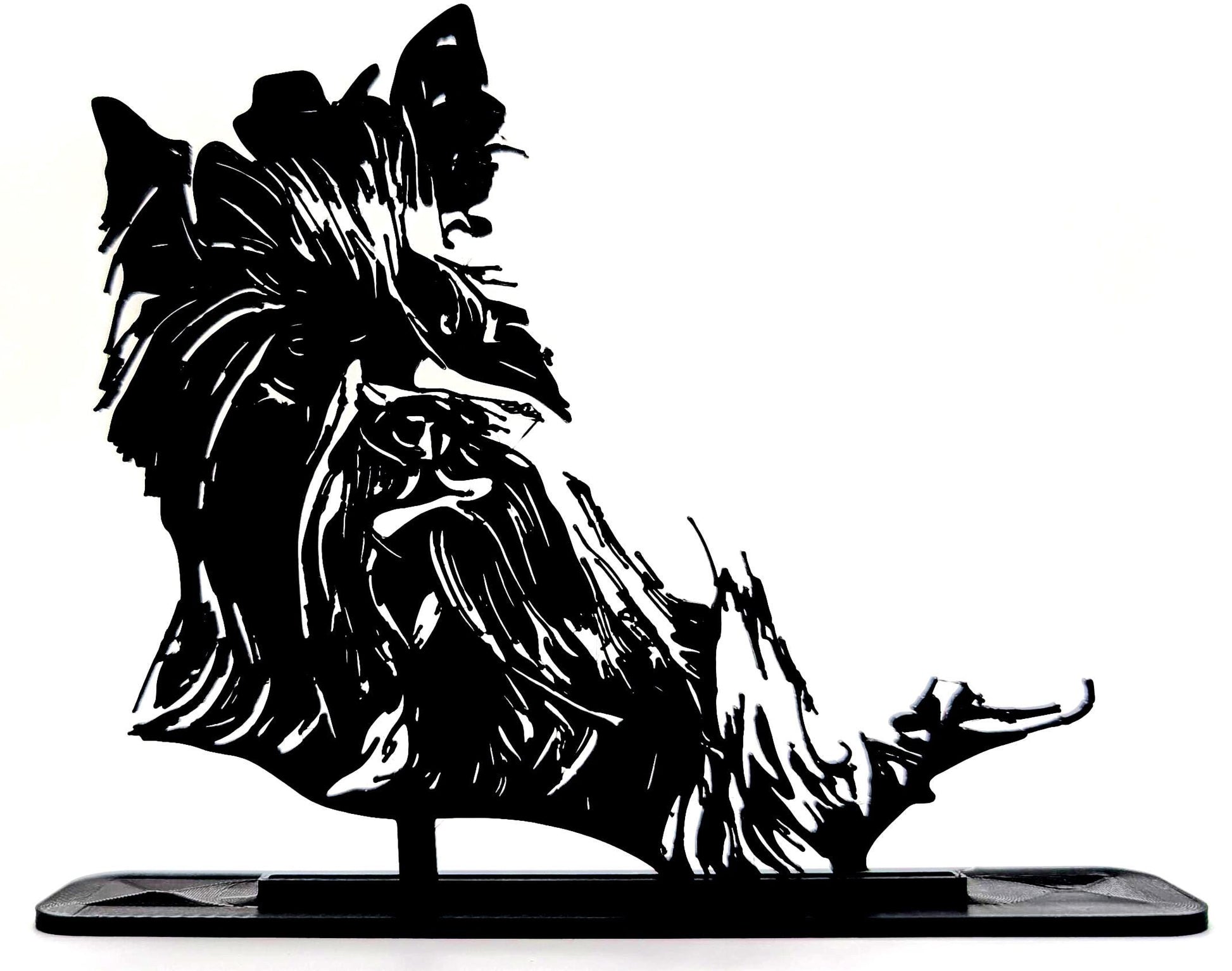 Custom 3D Printed Detailed Pet Silhouette of Shih-Tzu pet dog on stand.