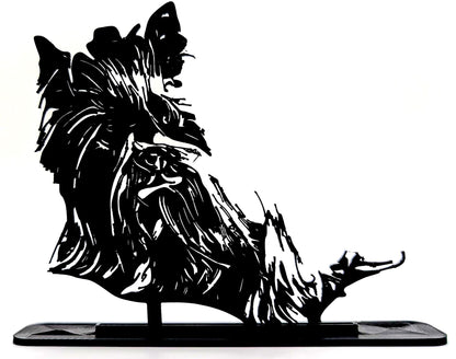 Custom 3D Printed Detailed Pet Silhouette of Shih-Tzu pet dog on stand.